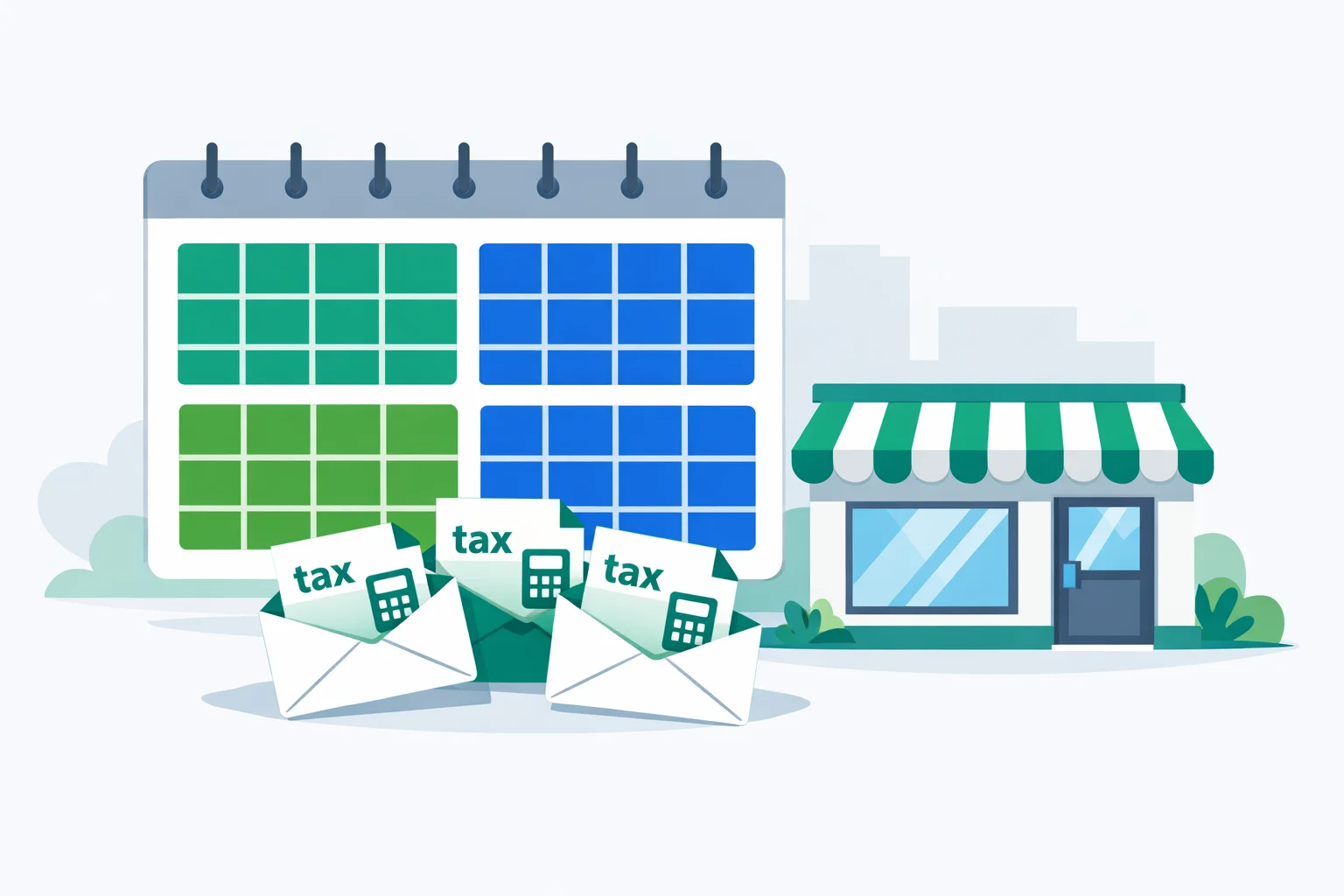 Quarterly business tax calculator showing estimated payment schedule and due dates