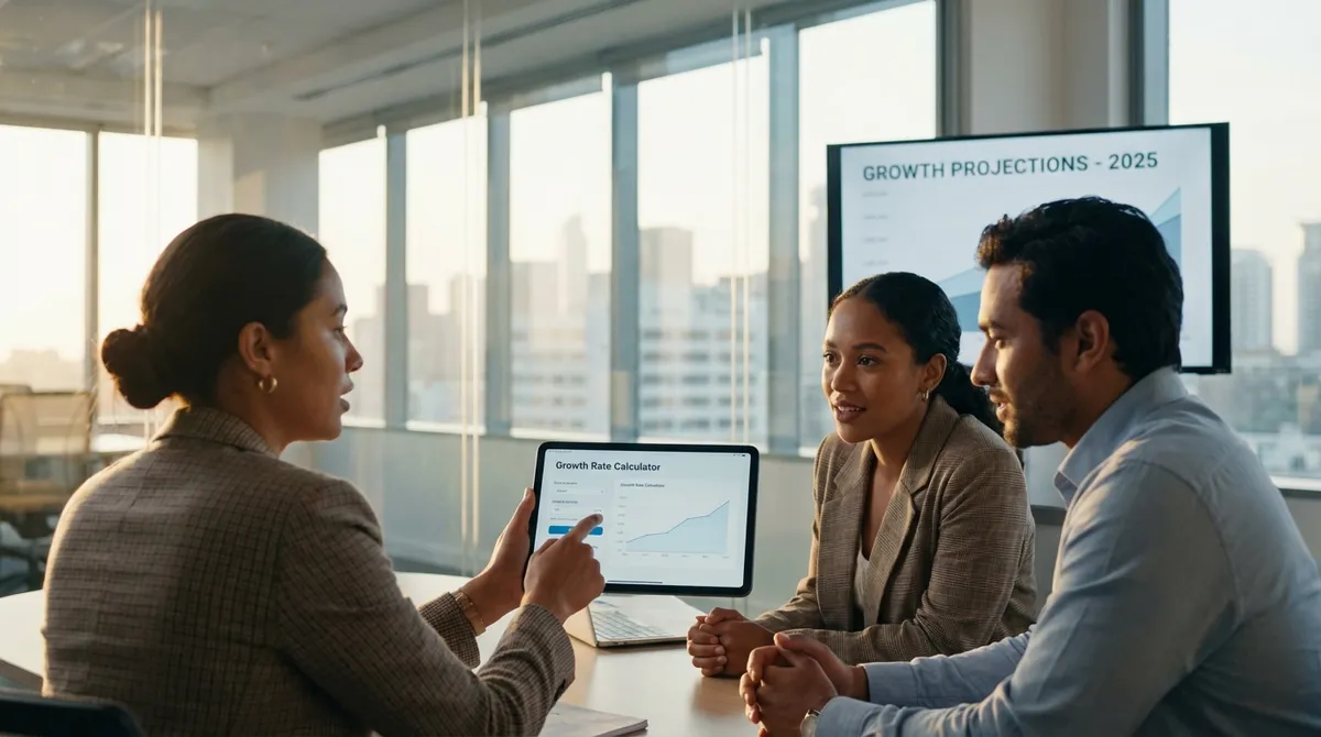 Growth Rate Calculator showing CAGR vs Average Increase comparison chart