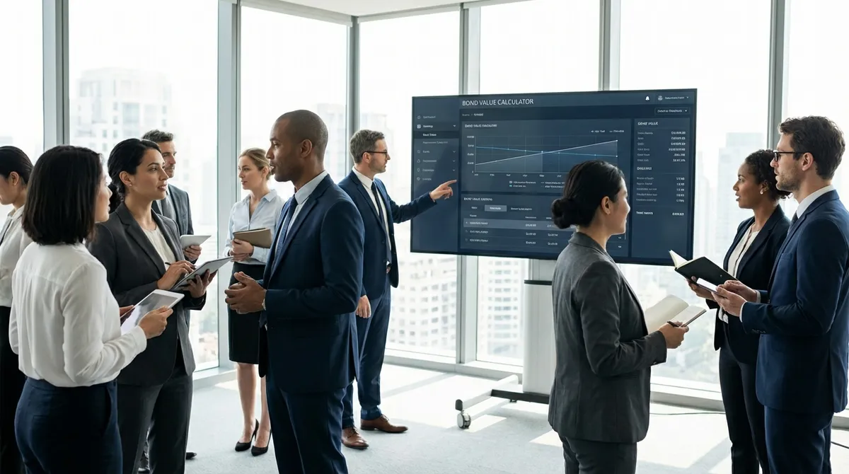 Bond Value Calculator Interface showing present value of coupons and face value