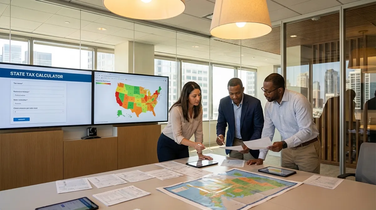 State Tax Calculator concept with financial analysis