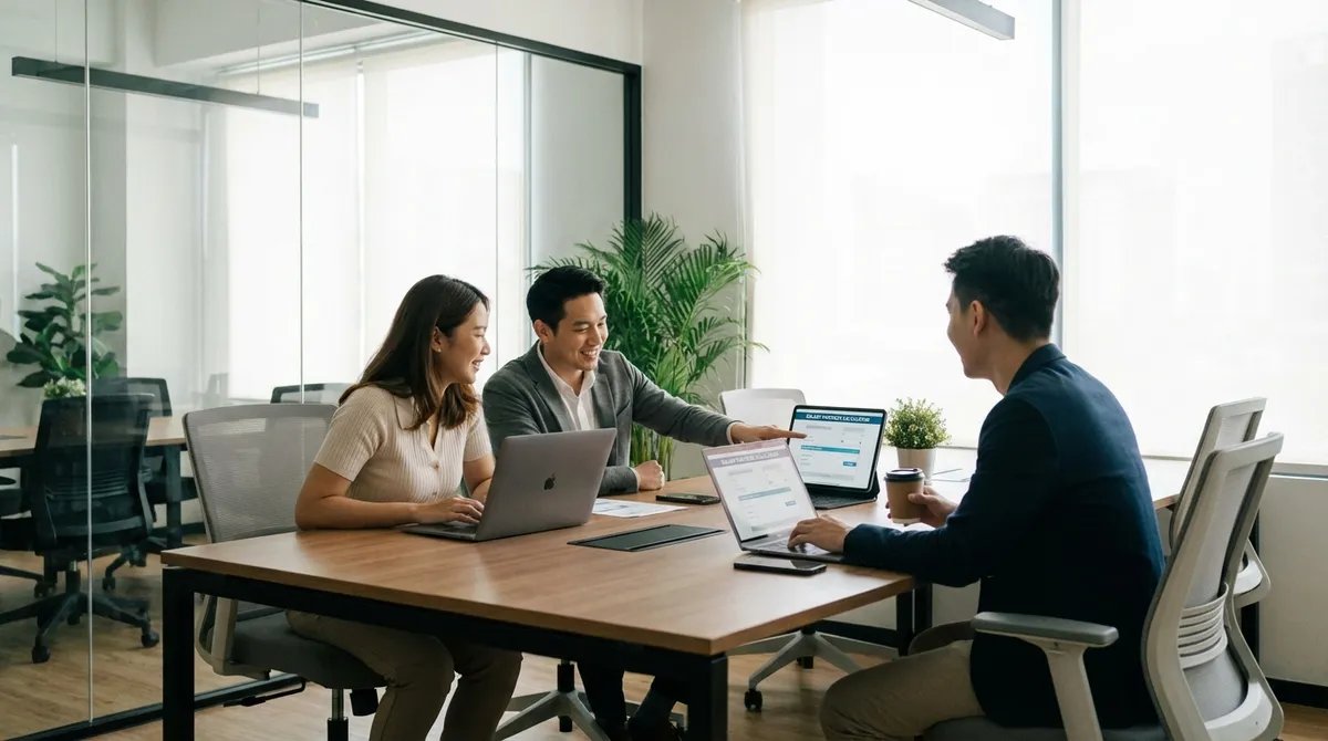 Professional analyzing salary paycheck details on a tablet